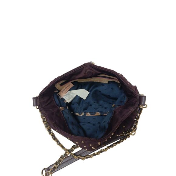 Juicy Couture Quilted Studded Chain Crossbody Shoulder Bag w TASSLE Brown Gold - Picture 12 of 16